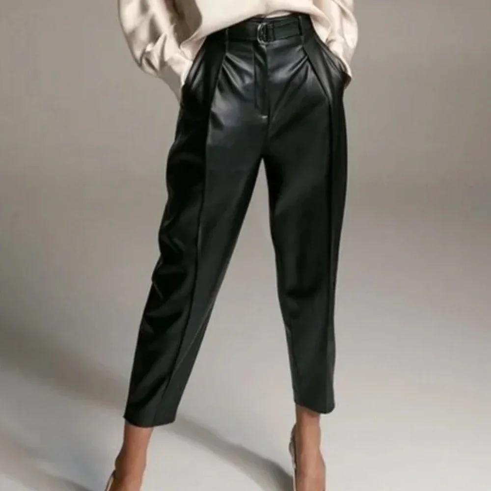 Aritzia Babaton Black Vegan Leather Trouser Pant - Picture 2 of 6